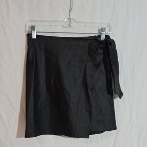Altar'd State Black Mini Faux Wrap Skirt